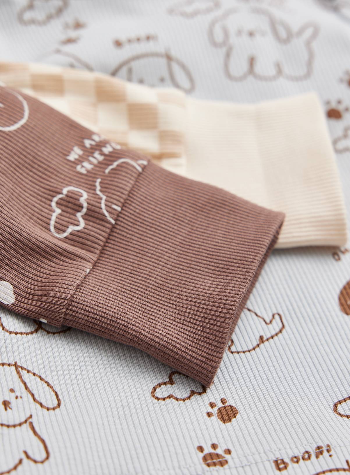 Dog & Checkerboard Print Pyjamas 3 Pack 3-6 months - Image 2